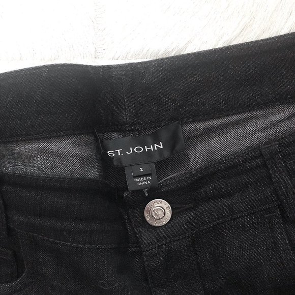 St. John Collection Embellished Black Boot Cut Jeans - Picture 7 of 8